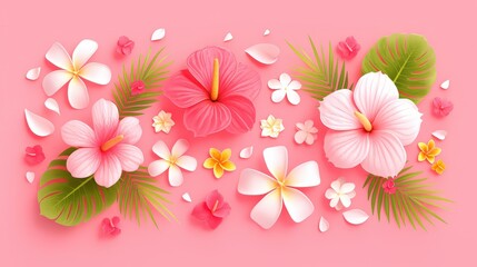 Obraz premium Hand-drawn style illustration of Hawaiis iconic pink