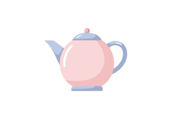 Pink and Blue Ceramic Teapot with Lid and Handle.