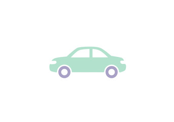 Simple Pastel Green Car Icon Side View Illustration.