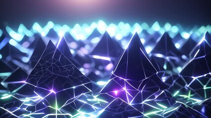 Abstract digital landscape with vibrant neon lights - Powered by Adobe