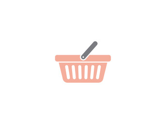 Pink Shopping Basket Icon with Grey Handle.