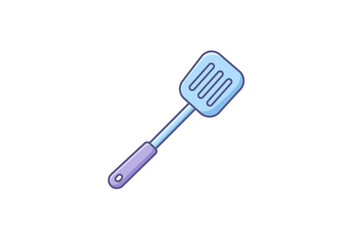 Blue and Purple Spatula with Slotted Head for Cooking.
