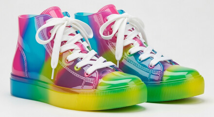 &ldquo;Colorful Rainbow Sneakers &ndash; Trendy 3D Shoes Design