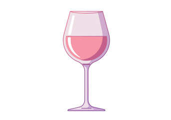 Illustration of a Glass of Pink Wine.
