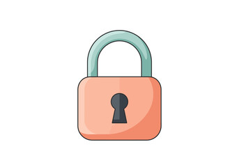 Padlock Icon: Peach Body Teal Shackle Keyhole.