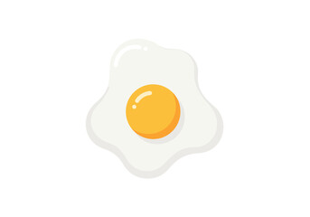 Fried Egg with Sunny-Side Up Yolk Simple Flat Design.