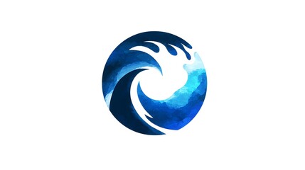 Minimalist circular logo design with abstract wave pattern