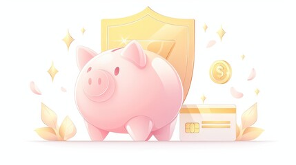 Simple flat vector design of a piggy bank money credi