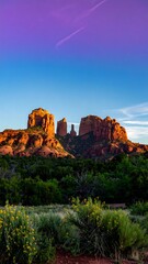 Fototapeta premium Dramatic sunset over red rock formations