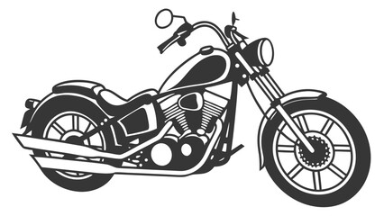 Classic american chopper motorcycle silhouette with detailed engine and chrome accents on a white background © dada