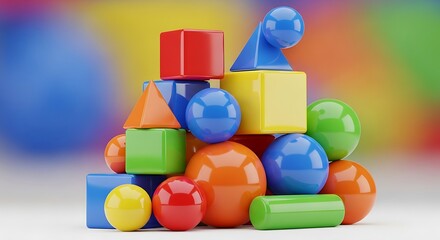 Colorful Geometric Shapes Stacked for Playful Learning and Development.