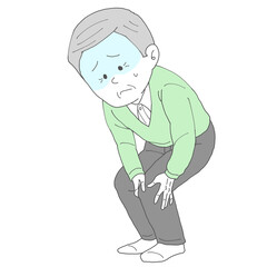 膝に違和感があるシニア男性　青ざめる
