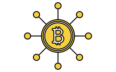 ブロックチェーンとビットコインのフィンテックアイコン