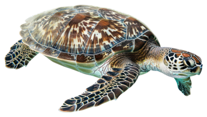 PNG Colorful sea turtle swimming gracefully