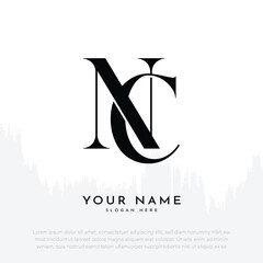NC CN initial handwriting and luxury monogram logo