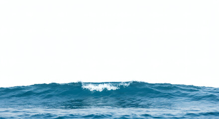 Fototapeta premium Ombak biru sederhana di tepi bawah frame dengan copy space luas di atasnya, simbol menjaga laut. 