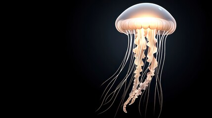 Pixelated Glowing Jellyfish in Dark Space