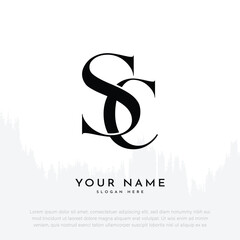 SC CS initial handwriting and luxury monogram logo