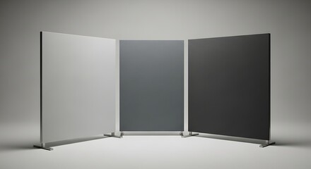 Modern Dividers - Three-Panel Room Divider Mockup in Neutral Tones.