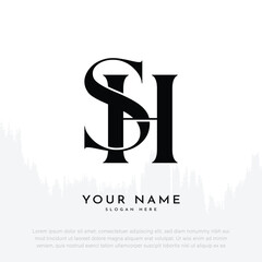 SH HS initial handwriting and luxury monogram logo