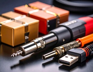 Cables and Connectors on Dark Surface