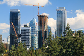 Aerial panoramic view on residential area in Burnaby, Metro Vancouver, British Columbia, Canada.