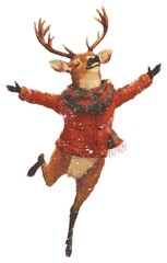 Naklejka premium PNG Christmas deer dancing animal winter human.