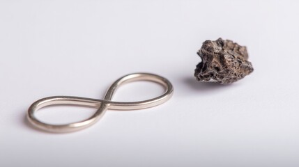 A tiny meteorite rests on an infinity symbol crafted from probability percentages.