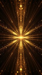 A dazzling gold explosion radiates sparks and shimmering stars.