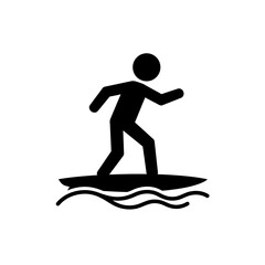 Surfing Sport Icon Surfer on Surfboard Vector Pictogram