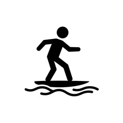 Surfing Sport Icon Surfer on Surfboard Vector Pictogram