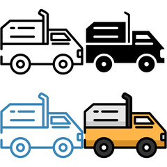Set Transportation & Vehicles Icons, Line, Glyph Icons, Blue Color Line, Color Flat Icons