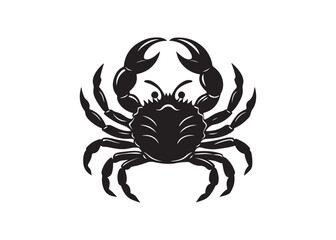 Sea Crab Black Silhouette Illustration with Claws Raised Up.
