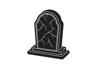 Fototapeta premium Gravestone Silhouette Vector Illustration Isolated on White Background.