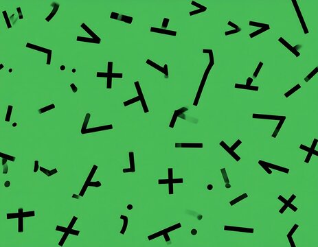 Abstract pattern of black symbols on a lime green background (1)