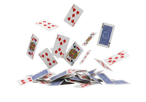 Playing Cards Explosion: Dynamic Casino & Gambling Visual Isolated on Transparent Background - Powered by Adobe