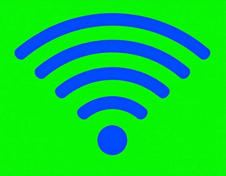 Blue wifi signal icon on bright green background