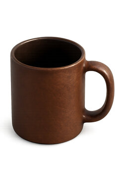 Brown ceramic mug isolated on white | Caneca de cer&acirc;mica castanha isolada em fundo branco