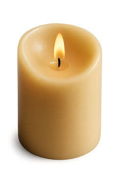 Burning pillar candle isolated on white | Vela pilar acesa isolada em fundo branco