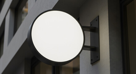 blank white sign board on the building wall for your logo