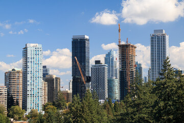Aerial panoramic view on residential area in Burnaby, Metro Vancouver, British Columbia, Canada.