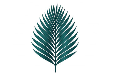 Fototapeta premium Vivid teal palm frond floating against transparent backdrop, radiating exotic botanical freshness