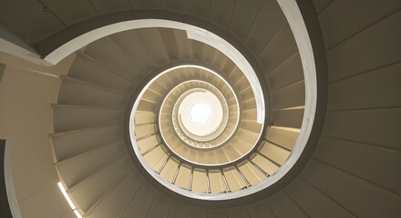 Fototapeta premium Top view of spiral stairs showcasing abstract geometric patterns