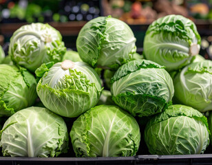 Obraz premium fresh cabbage in the market