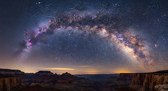 Milky way over arid landscape night sky starry scene