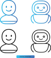 “DIGITAL ASSISTANT” – Dual Identity Icon Set Exploring Human vs AI Form in Branding, UI, and Emotional Systems Design