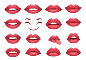 Lips: A Collection of Expressions and Poses Isolated on Transparent Background