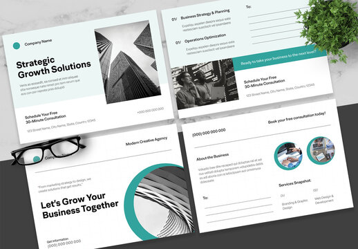 Green And Black Business Postcard