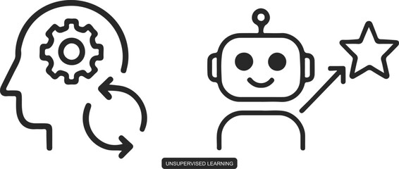 “MACHINE/ROBOTIC LEARNING” – Dual Icon Set Featuring Human Feedback Loop and Goal-Oriented Robot for Emotional-Tech Branding and Modular Learning Systems