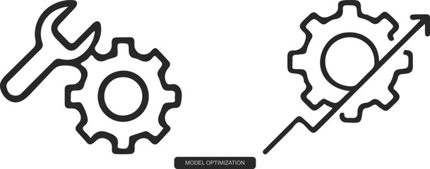 “MODEL OPTIMIZATION” – Dual Icon Set for Technical Growth, System Refinement, and Strategic Expansion in Branding, UI, and Merch